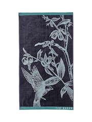 Ted Baker Navy Botanical Birds 100% Cotton Towel - Image 1 of 2