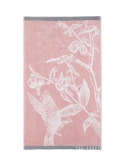 Ted Baker Pink Botanical Birds 100% Cotton Towel - Image 1 of 2
