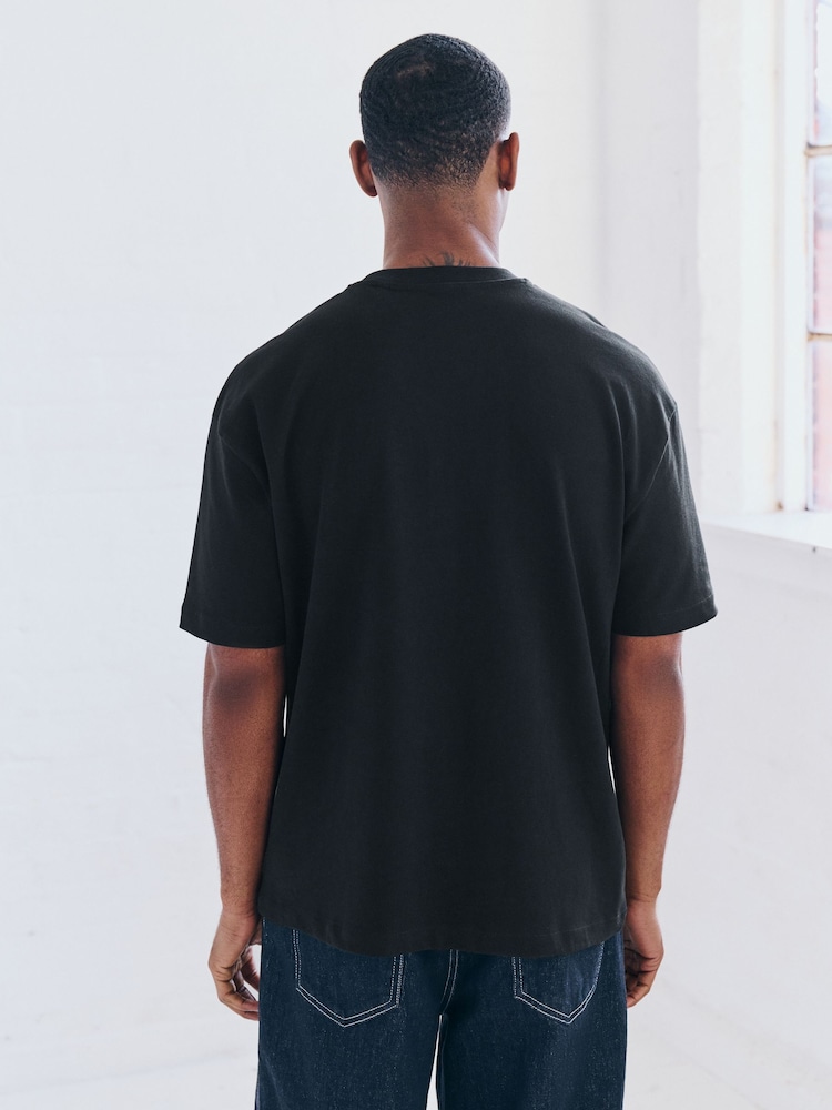 Noir - Coupe ample - T-shirt épais imprimé graphique - Image 3 of 7