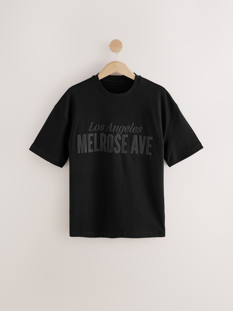 Noir - Coupe ample - T-shirt épais imprimé graphique - Image 5 of 7