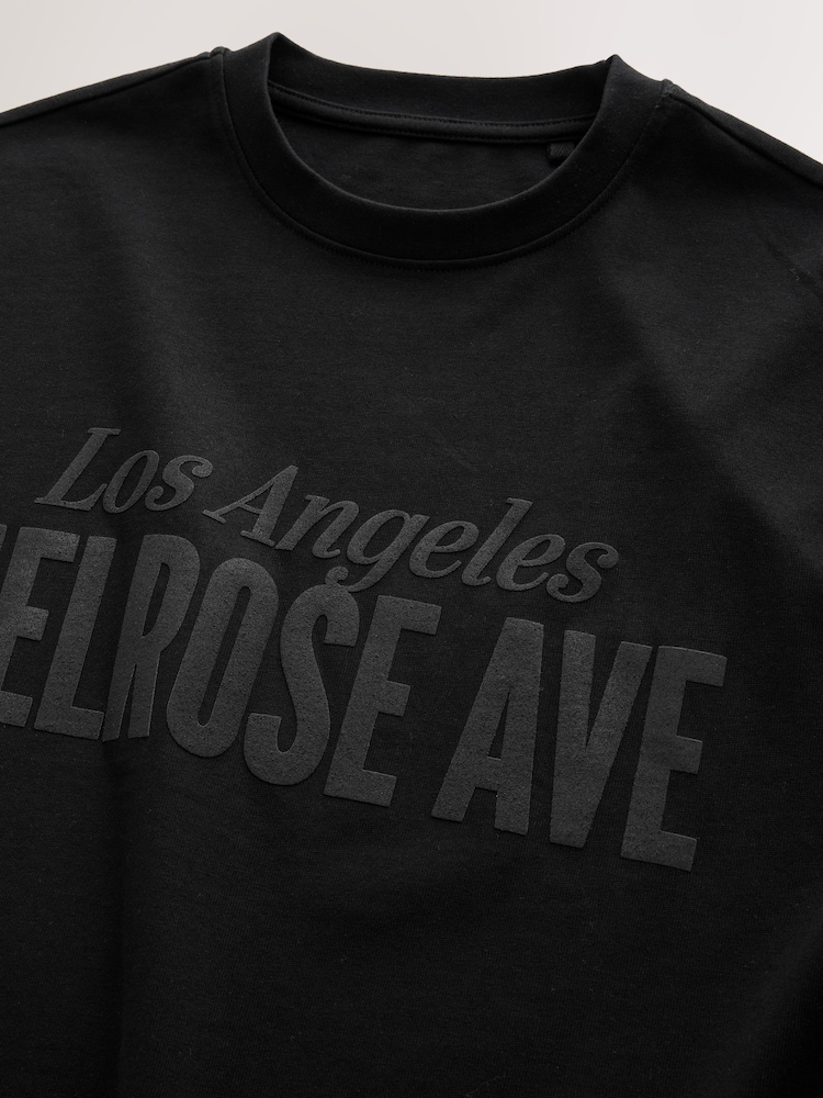 Noir - Coupe ample - T-shirt épais imprimé graphique - Image 6 of 7