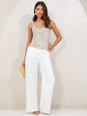 Lipsy Gold Sequin Embellished Scoop Neck Vest - Image 3 of 4