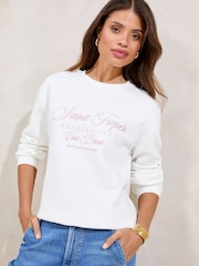 Lipsy White Round Neck Sweatshirt - Image 1 of 1