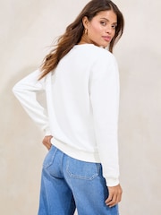 Lipsy White Round Neck Sweatshirt - Image 4 of 4