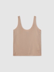 Reiss Taupe Isabelle Atelier Laser Cut Vest Top - Image 2 of 6
