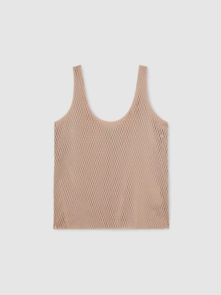 Reiss Taupe Isabelle Atelier Laser Cut Vest Top - Image 2 of 6