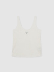 Reiss Cream Isabelle Atelier Laser Cut Vest Top - Image 2 of 6