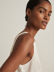 Reiss Cream Isabelle Atelier Laser Cut Vest Top - Image 4 of 6