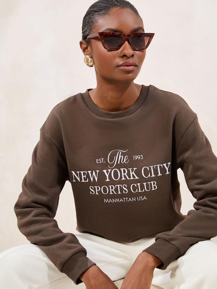 Lipsy Brown Round Neck Sweatshirt - Image 1 of 4