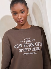 Lipsy Brown Round Neck Sweatshirt - Image 2 of 4