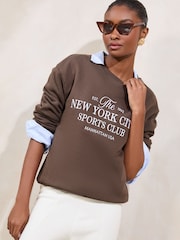 Lipsy Brown Round Neck Sweatshirt - Image 3 of 4