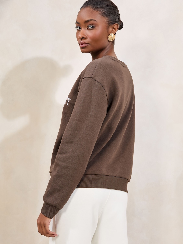 Lipsy Brown Round Neck Sweatshirt - Image 4 of 4