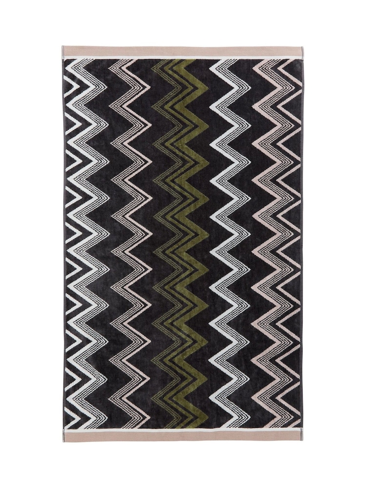 Bedeck of Belfast Charcoal Green Pink Claudia 100% Cotton Towel - Image 2 of 2