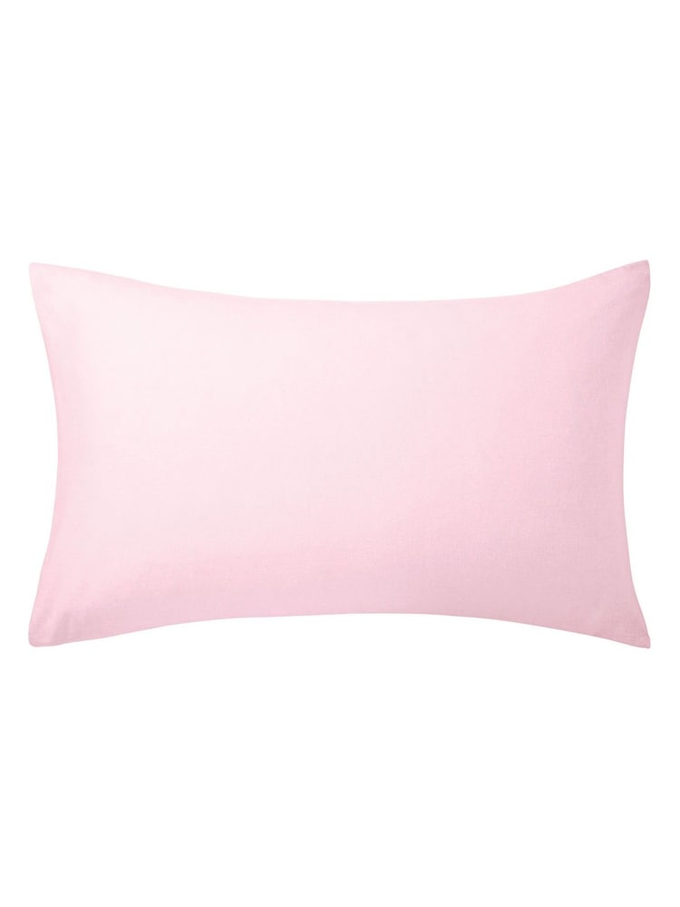 Helena Springfield Baby Pink Brushed Plain 100% Cotton Dye Standard Pillowcases Pair - Image 2 of 2