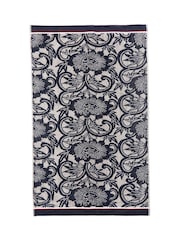 Bedeck of Belfast Navy Linen Brick Red Stafford 100% Cotton Towel - Image 2 of 2