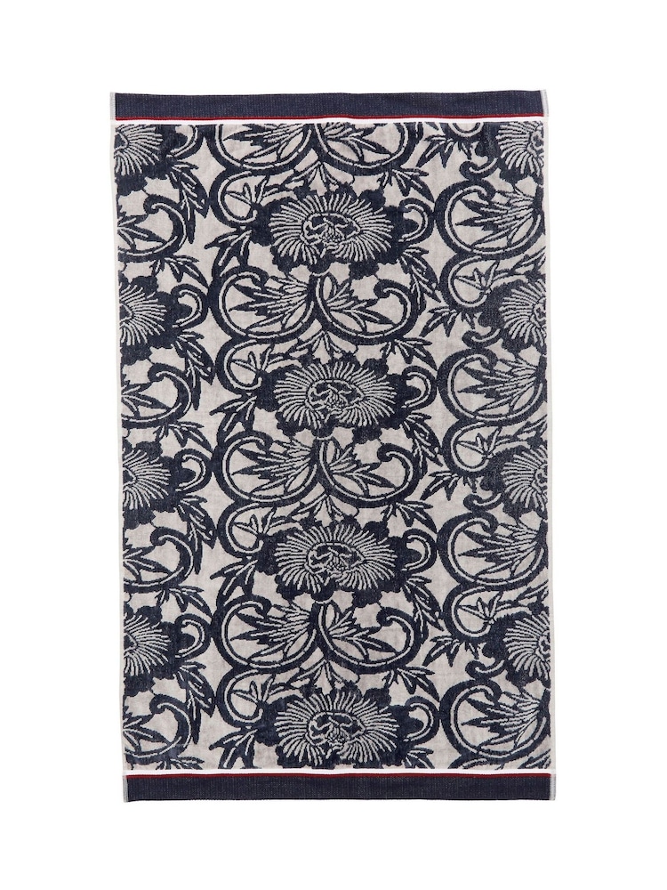Bedeck of Belfast Navy Linen Brick Red Stafford 100% Cotton Towel - Image 2 of 2