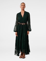 Forever New Green Gabriella Petite Textured Midi Dress - Image 1 of 4