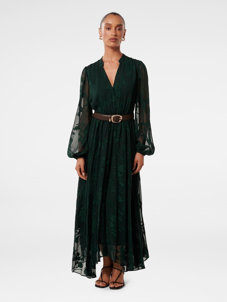 Forever New Green Gabriella Petite Textured Midi Dress - Image 1 of 4