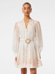 Forever New Cream Anastasia Petite Printed Skater Mini Dress - Image 1 of 5
