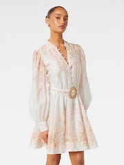 Forever New Cream Anastasia Petite Printed Skater Mini Dress - Image 2 of 5