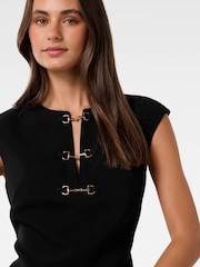 Forever New Black Clover Snaffle Detail Mini Dress - Image 3 of 5