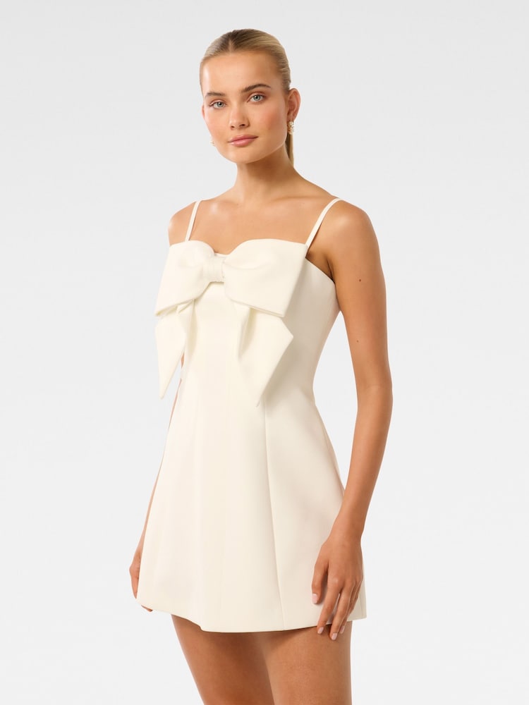 Biały - Forever New Hayley Bow Front Mini Dress - Image 4 of 5