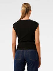 Forever New Black Mel Cap Sleeves Mesh Top - Image 2 of 5