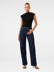 Forever New Black Mel Cap Sleeves Mesh Top - Image 4 of 5
