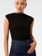 Forever New Black Mel Cap Sleeves Mesh Top - Image 5 of 5