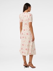 Forever New White Sabrina Printed Midi Dress with a Touch of Linen - Image 2 of 4