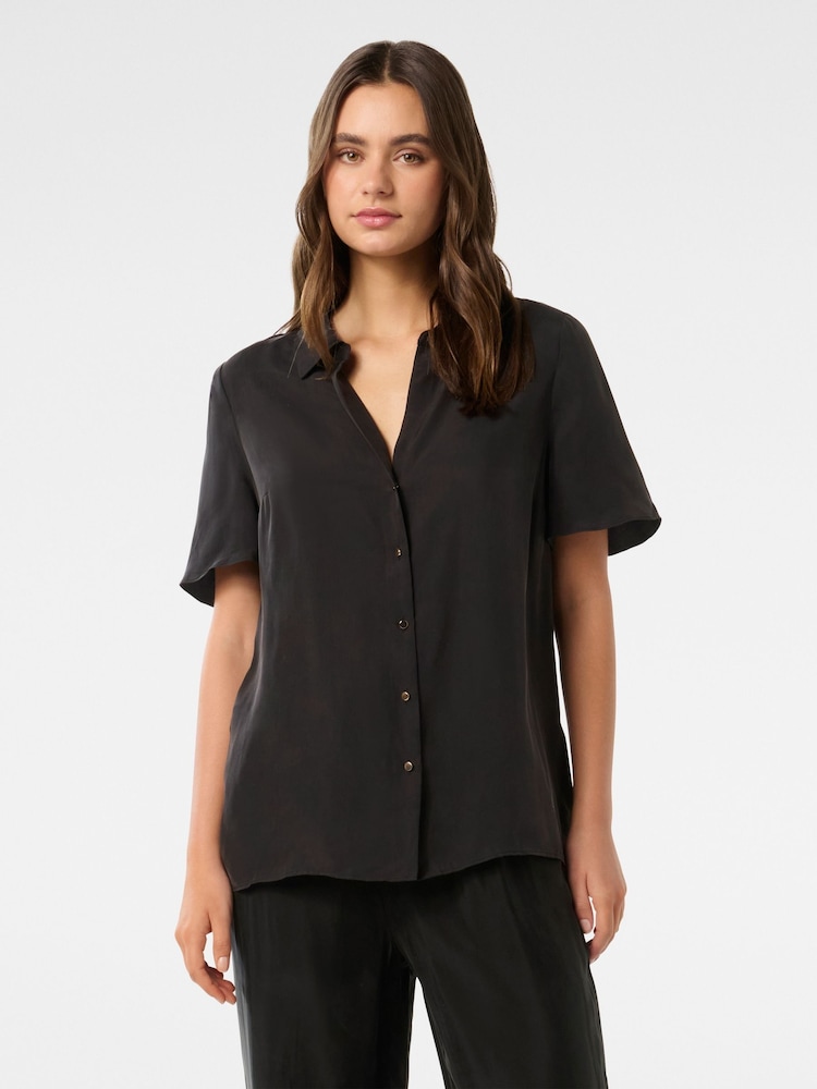 Forever New Black Betsy Cupro Shirt - Image 1 of 5