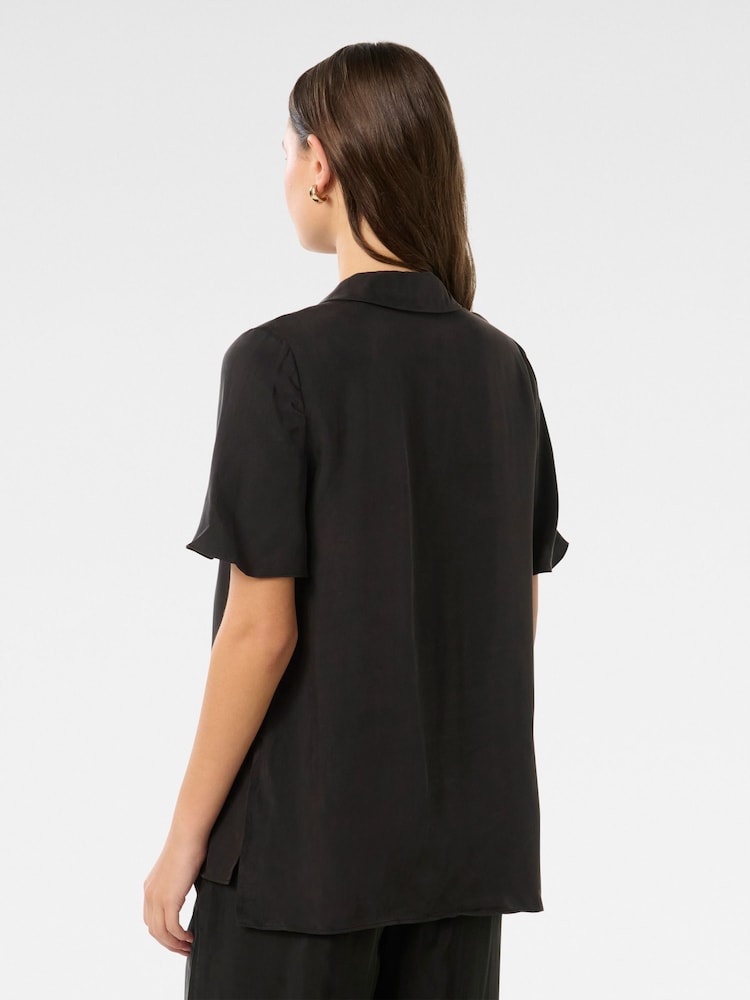 Forever New Black Betsy Cupro Shirt - Image 2 of 5