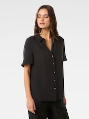 Forever New Black Betsy Cupro Shirt - Image 4 of 5