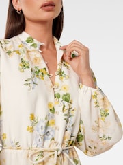 Forever New Cream Annalise Fluted Mini Dress Contains Linen - Image 5 of 5