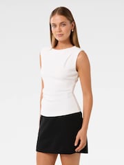 Forever New White Chloe Shoulder Pad Top - Image 4 of 5