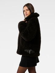 Forever New Black Belle Faux Fur Aviator Jacket - Image 2 of 5