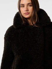 Forever New Black Belle Faux Fur Aviator Jacket - Image 3 of 5