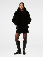 Forever New Black Belle Faux Fur Aviator Jacket - Image 5 of 5