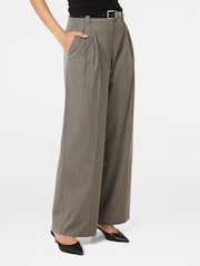 Forever New Grey Bonnie Belted Wide Leg Trousers - Image 4 of 5