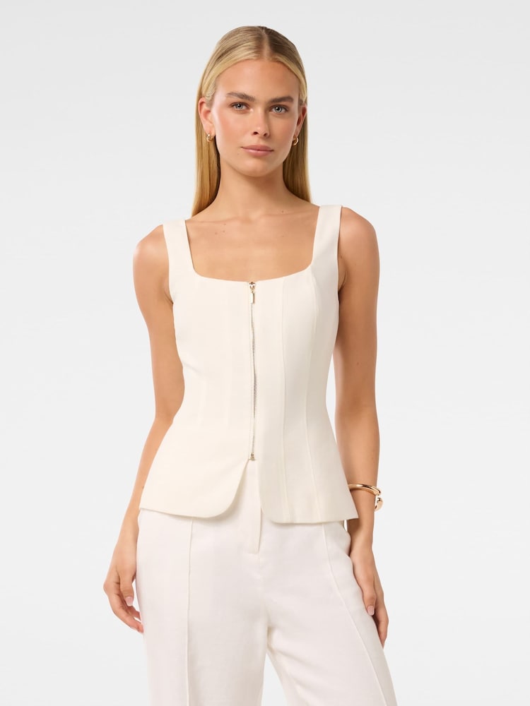 Forever New White Collins Zip Through Tank Top - Image 1 of 5