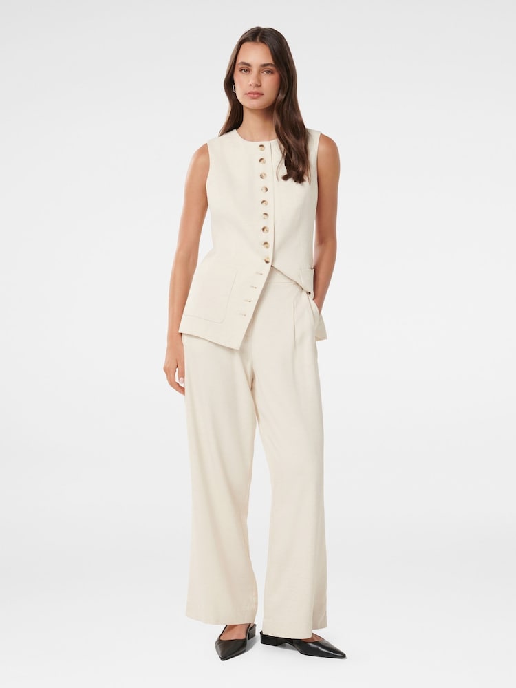 Forever New Cream Macie Wide Leg Trousers Contains Linen - Image 5 of 5