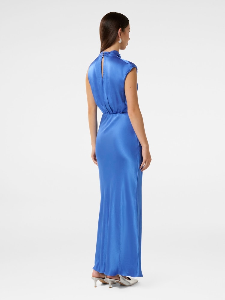 Forever New Blue Sienna High Neck Satin Maxi Dress - Image 2 of 4