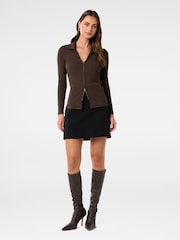 Forever New Brown Tessa Zip Front Polo Top - Image 4 of 5