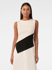 Forever New Cream Camryn Two Tone Asymmetrical Top - Image 1 of 5