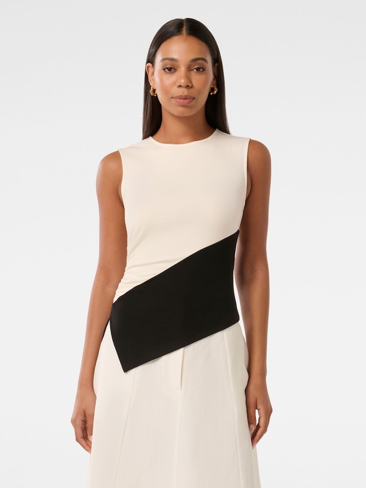Forever New Cream Camryn Two Tone Asymmetrical Top - Image 1 of 5
