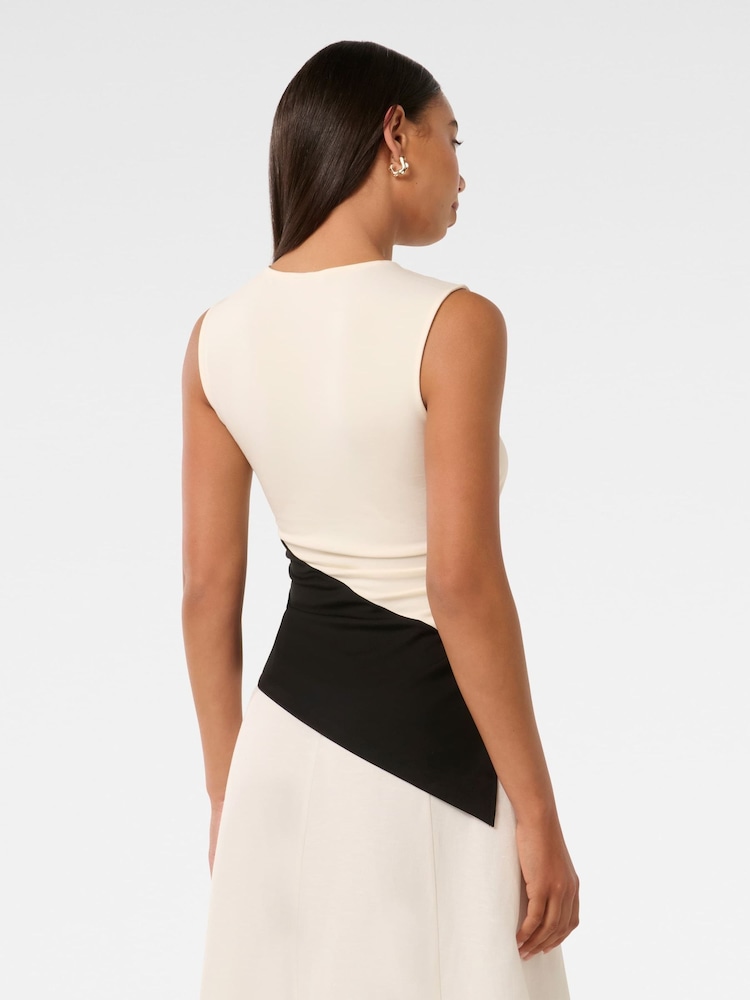 Forever New Cream Camryn Two Tone Asymmetrical Top - Image 2 of 5