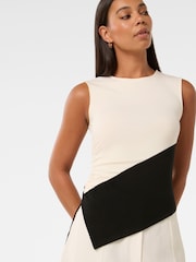 Forever New Cream Camryn Two Tone Asymmetrical Top - Image 3 of 5