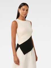 Forever New Cream Camryn Two Tone Asymmetrical Top - Image 4 of 5