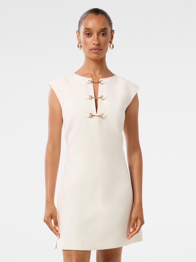 Forever New White Clover Petite Snaffle Detail Mini Dress - Image 1 of 5