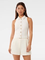 Forever New White Tilly Crepe Halter Neck Top - Image 1 of 5